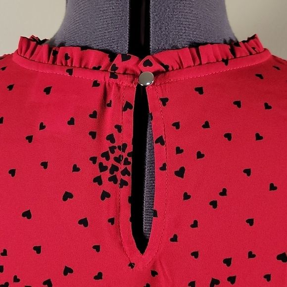 Maison Jules Heart-Print Smocked Top Sz XL - Picture 10 of 14